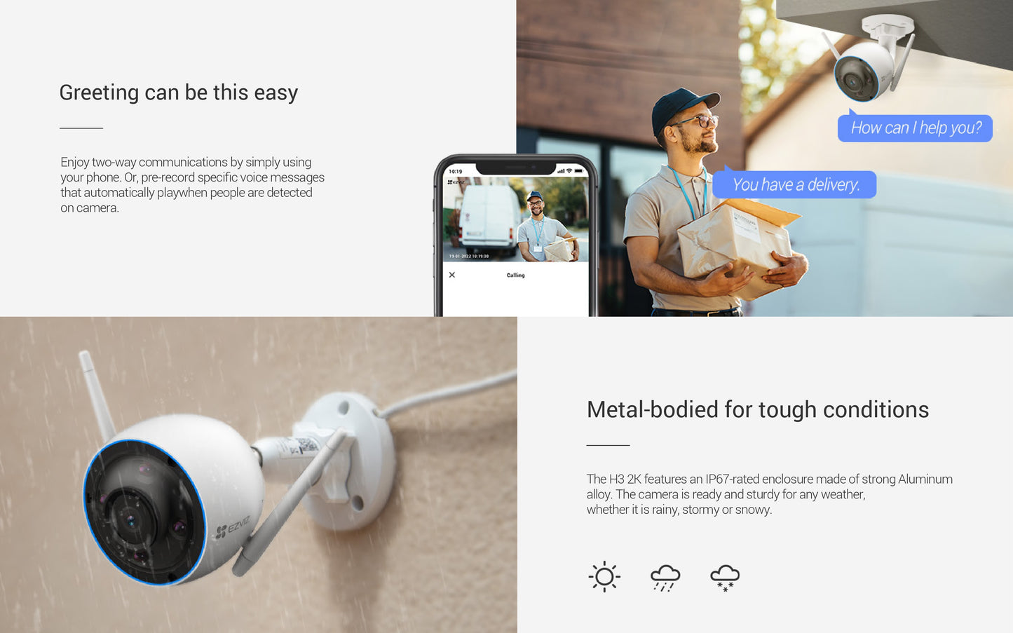 H3 2k Outdoor Wi-Fi Smart Home Camera in 2K